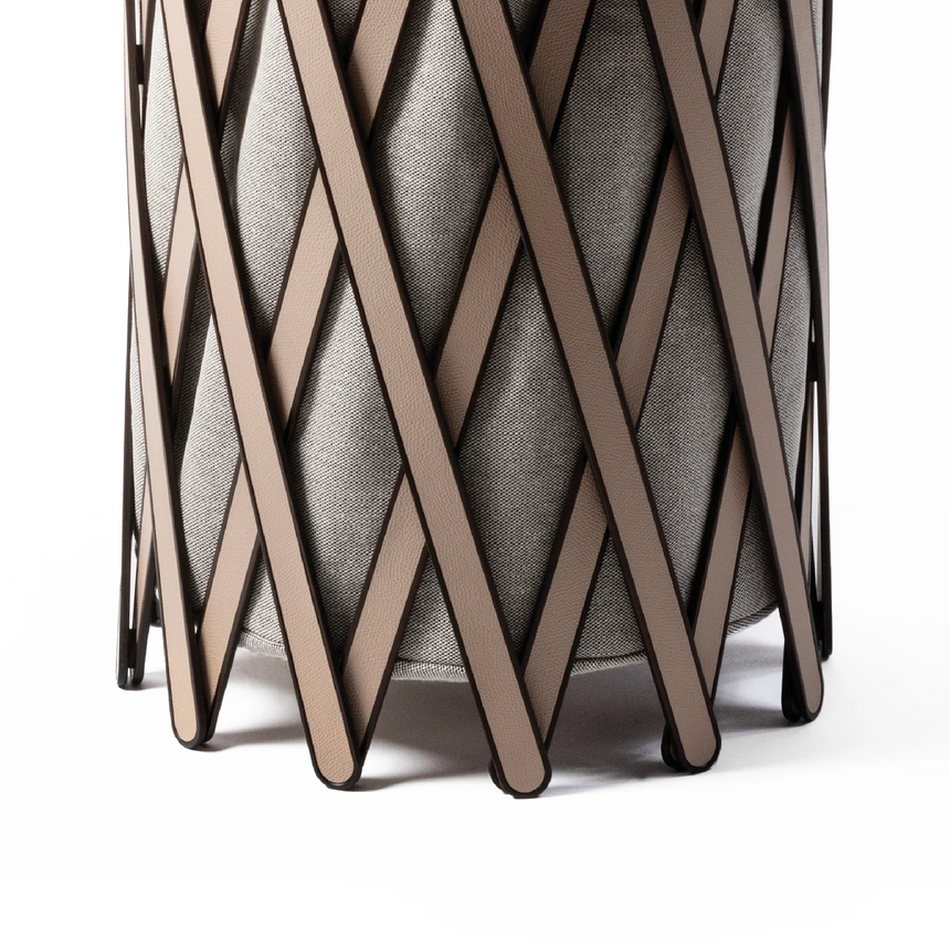 Leather Covered Foldable Laundry Basket | Pinetti Safari | Italianfurniture.com