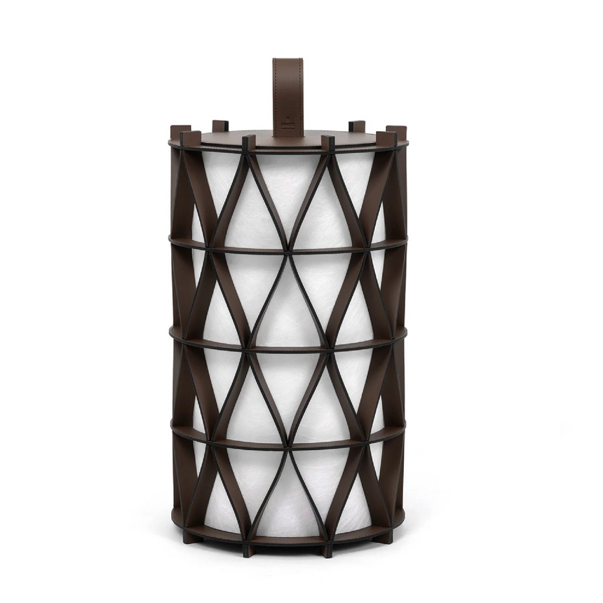Cylindrical Leather Outdoor Lantern | Pinetti Arena | Italianfurniture.com