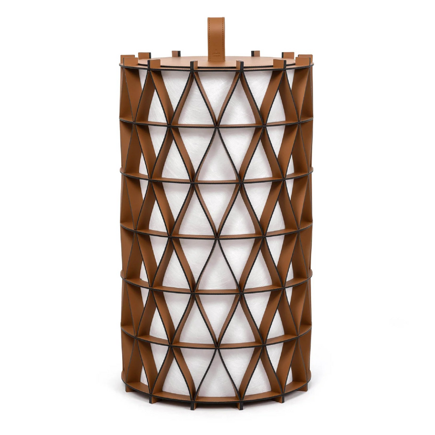 Cylindrical Leather Outdoor Lantern | Pinetti Arena | Italianfurniture.com