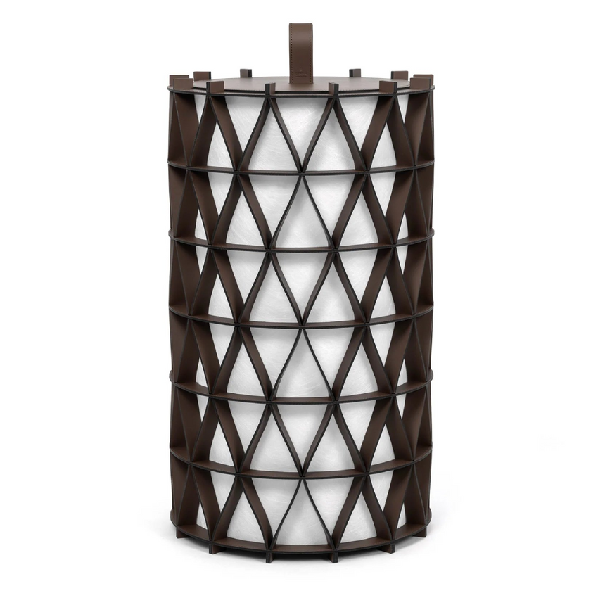Cylindrical Leather Outdoor Lantern | Pinetti Arena | Italianfurniture.com