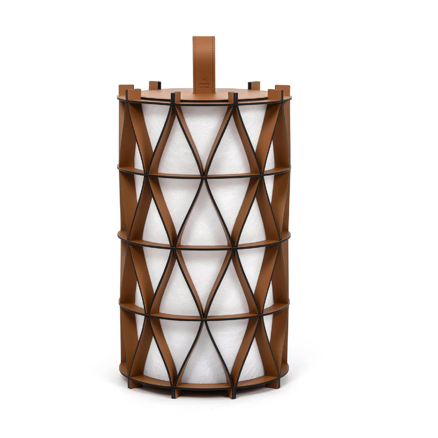 Cylindrical Leather Outdoor Lantern | Pinetti Arena | Italianfurniture.com