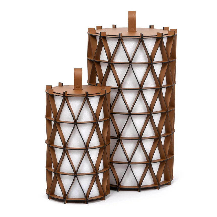 Cylindrical Leather Outdoor Lantern | Pinetti Arena | Italianfurniture.com
