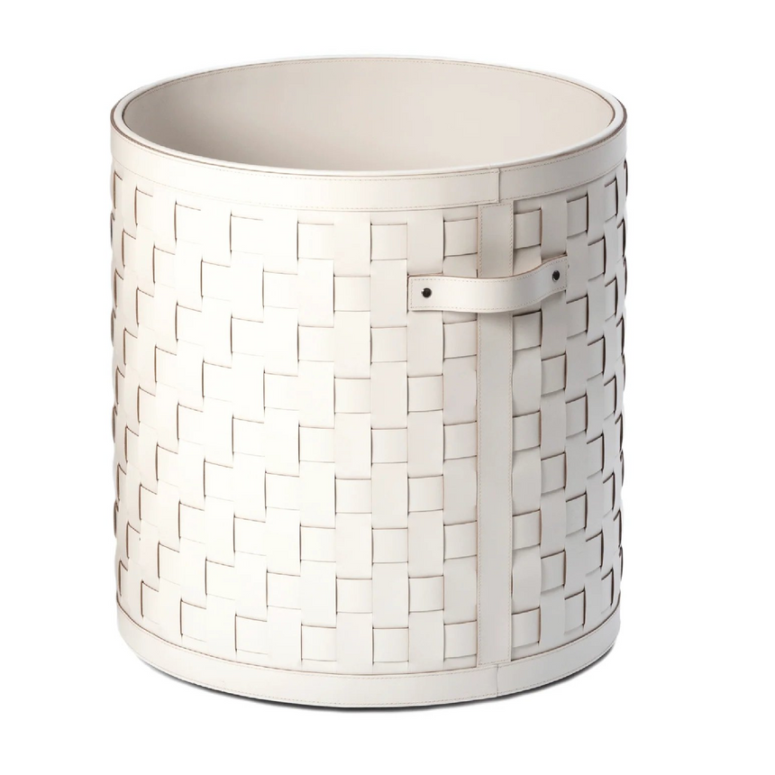 Wheeled Woven Leather Basket | Pinetti Demetra | Italianfurniture.com