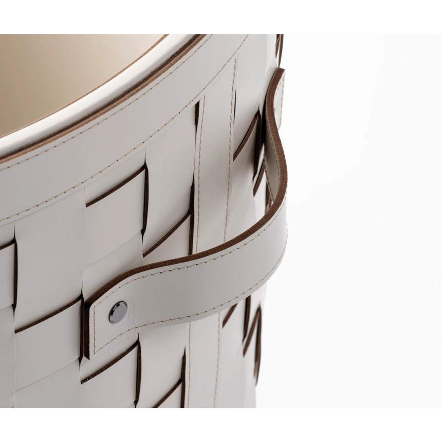 Wheeled Woven Leather Basket | Pinetti Demetra | Italianfurniture.com