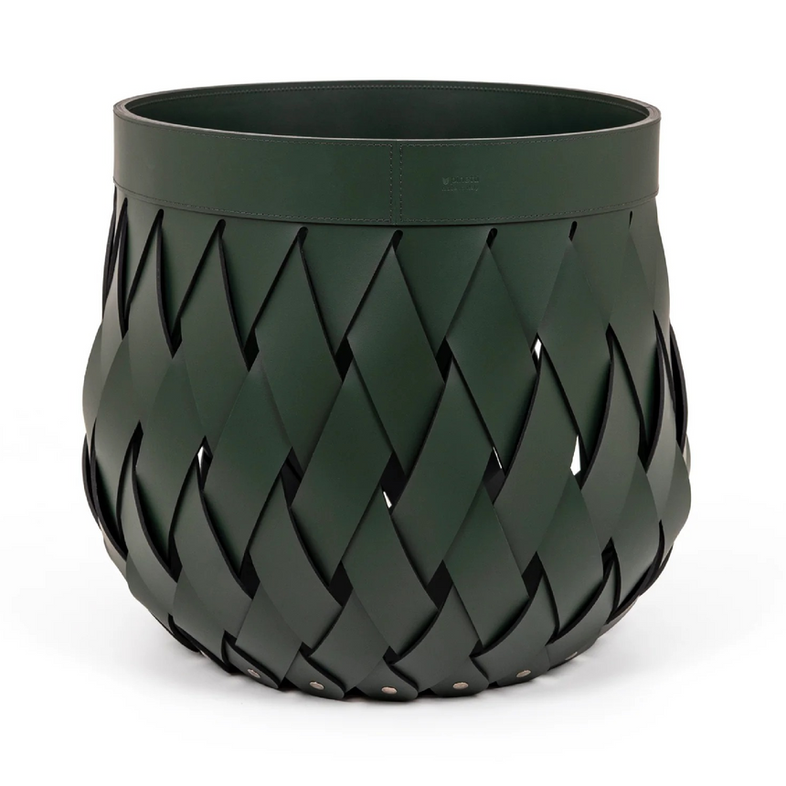 Handwoven Leather Basket | Pinetti Canaria | Italianfurniture.com