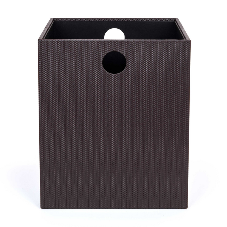 Genuine Leather Square Paper Bin L | Pinetti | Italianfurniture.com