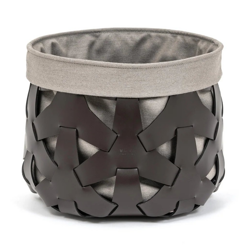 Woven Leather Round Basket S | Pinetti Granada | Italianfurniture.com