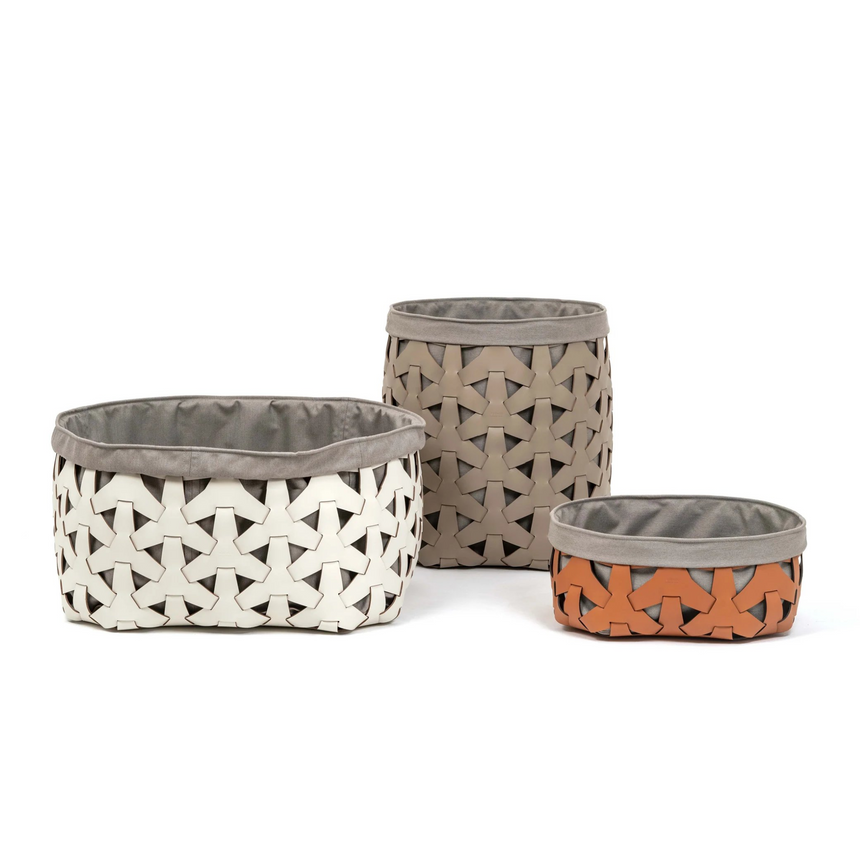 Woven Leather Square Basket | Pinetti Granada | Italianfurniture.com