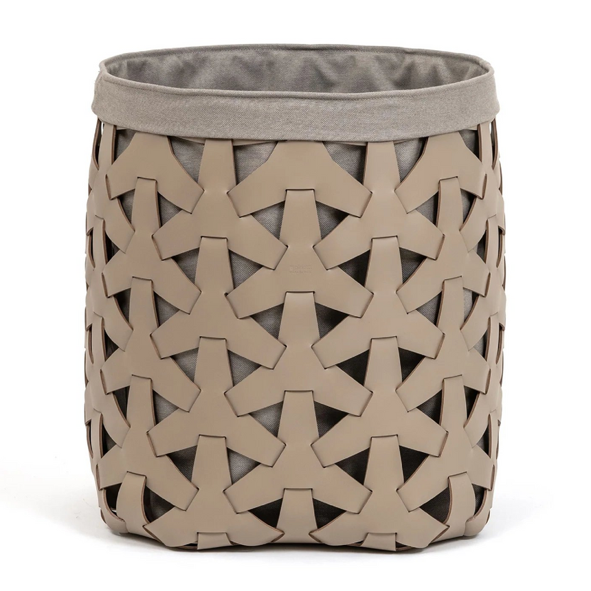 Woven Leather Tall Square Basket | Pinetti Granada | Italianfurniture.com