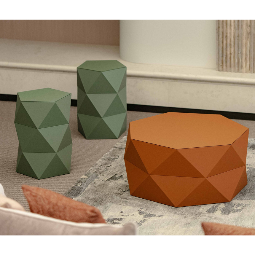 Leather Faceted Accent Stool | Pinetti Euclide | Italianfurniture.com
