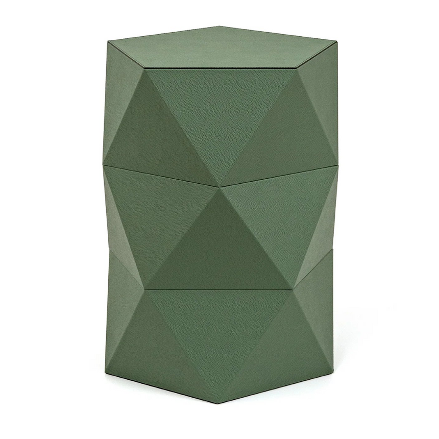 Leather Faceted Accent Stool | Pinetti Euclide | Italioanfurniture.com