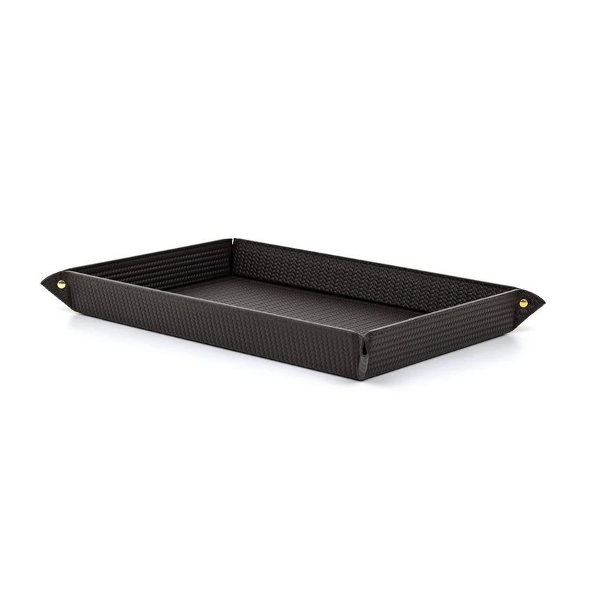 Rectangular Studded Leather Trinket Tray | Pinetti Rigid | italianfurniture.com