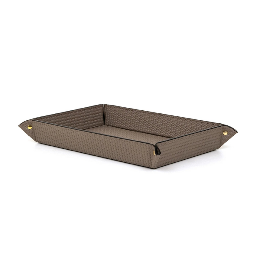 Rectangular Studded Leather Trinket Tray | Pinetti Rigid | italianfurniture.com