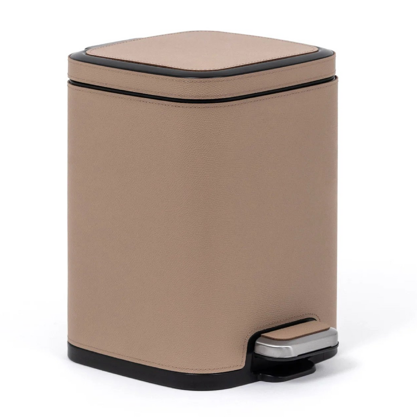 Leather Square Pedal Bin | Pinetti | Italianfurniture.com