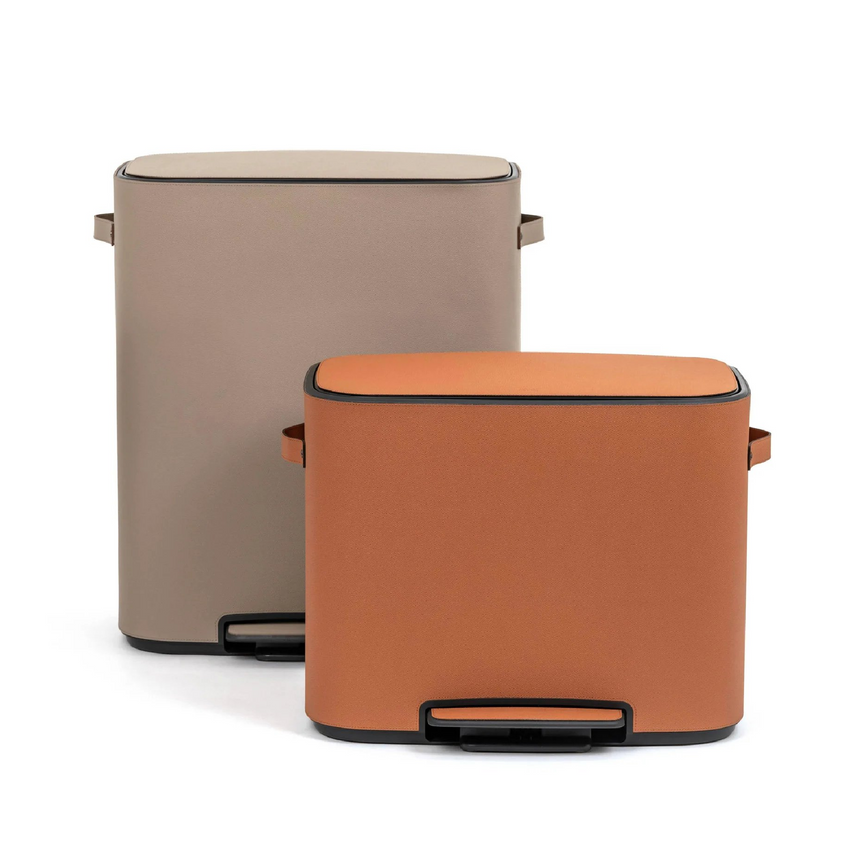 Leather Covered Tall Pedal Bin | Pinetti Big | Italianfurniture.com
