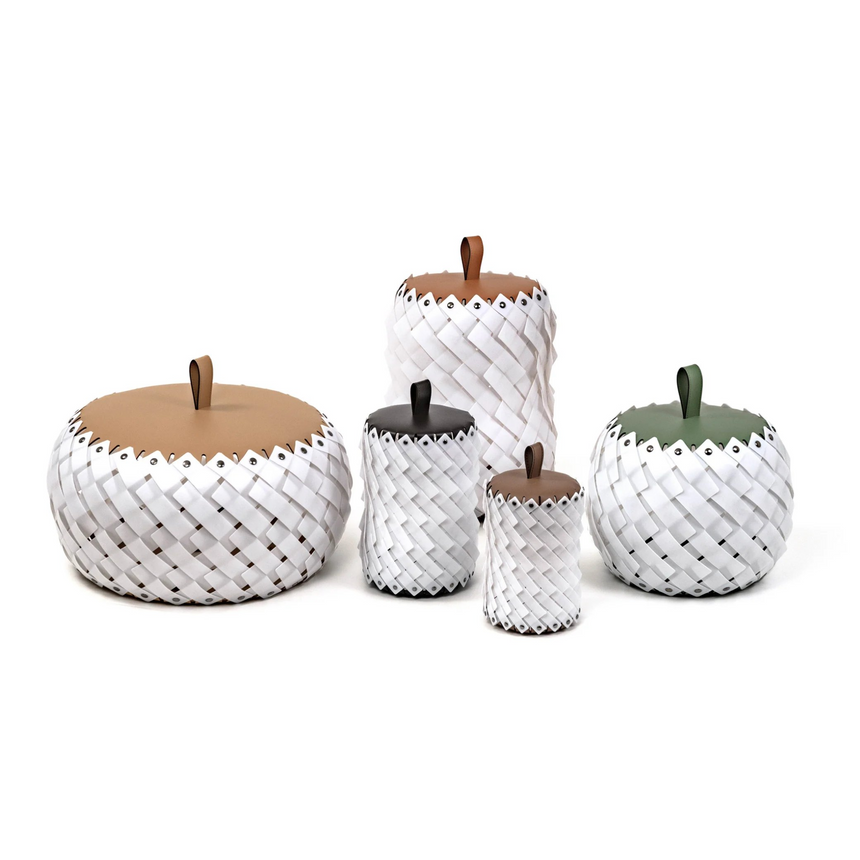 Woven Leather Table Lantern | Pinetti Almeria | Italianfurnioture.com