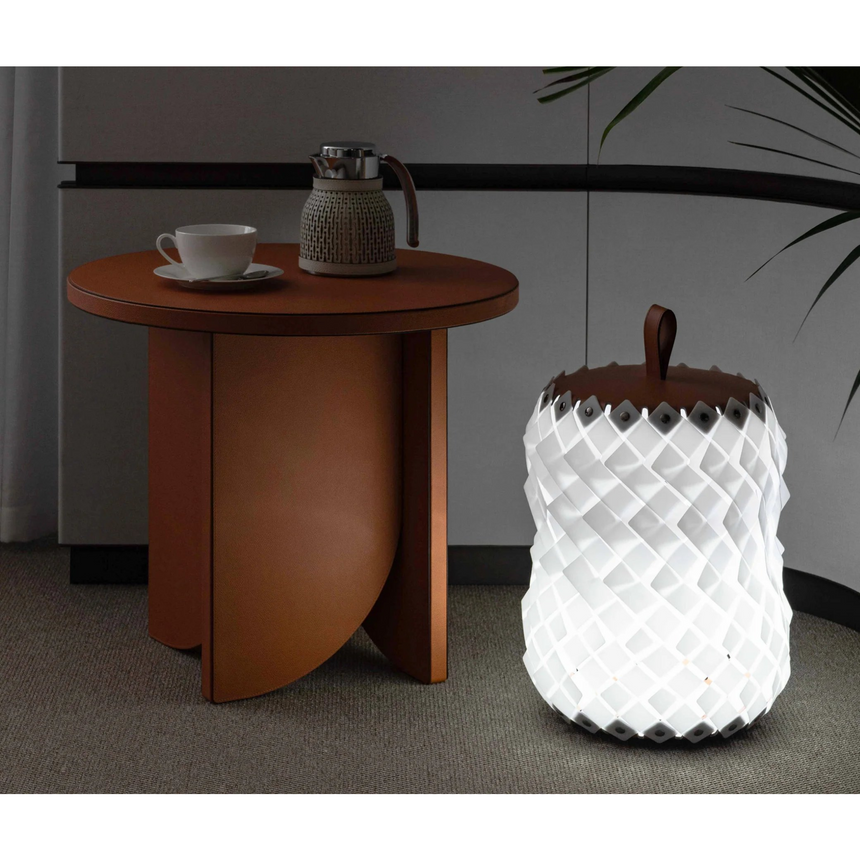 Woven Leather Floor Lantern | Pinetti Almeria | Italianfurniture.com
