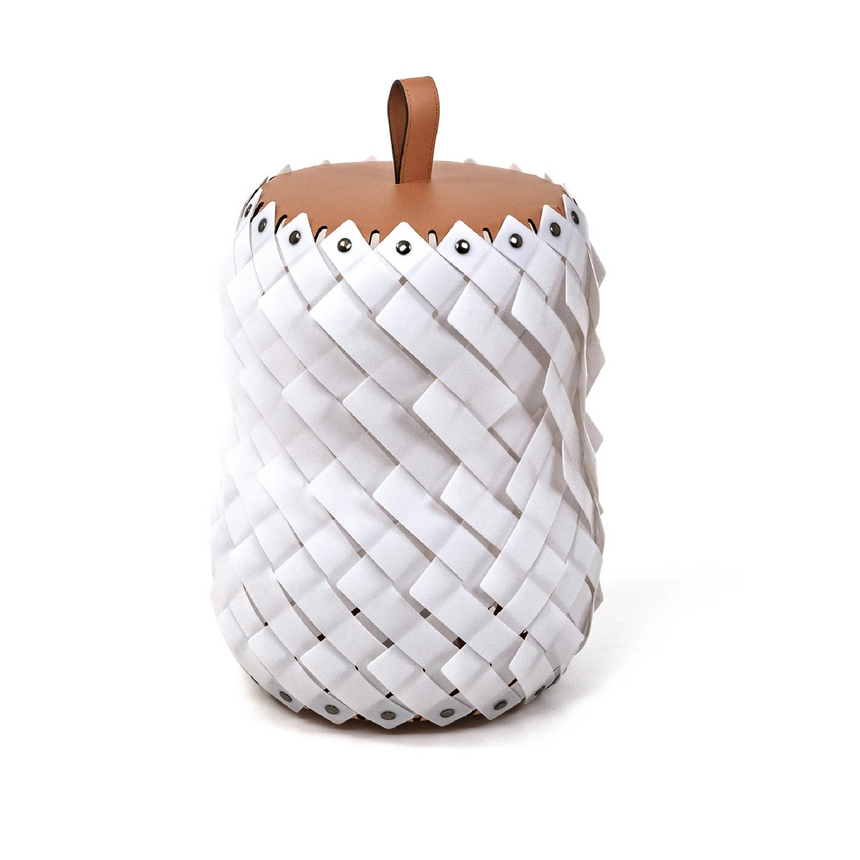 Woven Leather Floor Lantern | Pinetti Almeria | Italianfurniture.com