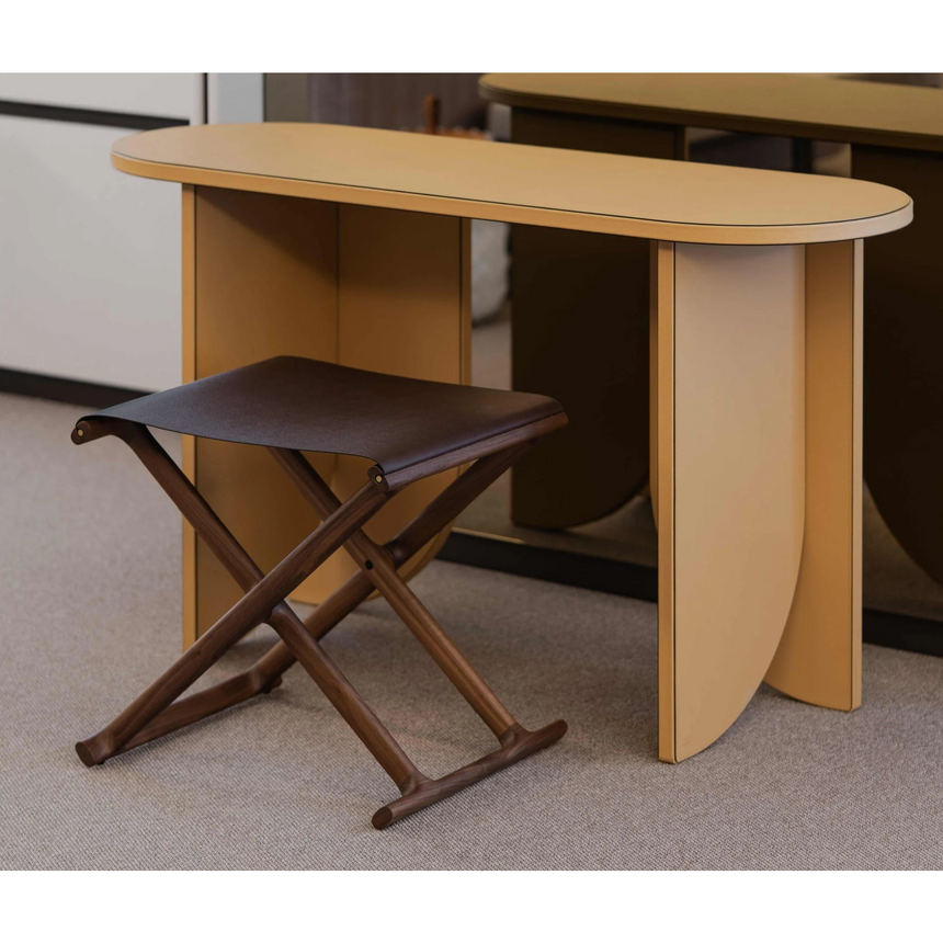 Outdoor Solid Walnut Folding Stool | Pinetti Chelsea | Italianfurniture.com