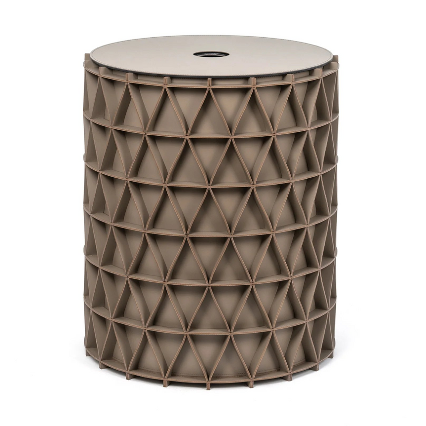 Regenerated-Leather Outdoor Basket | Pinetti Arena | Italianfurniture.com