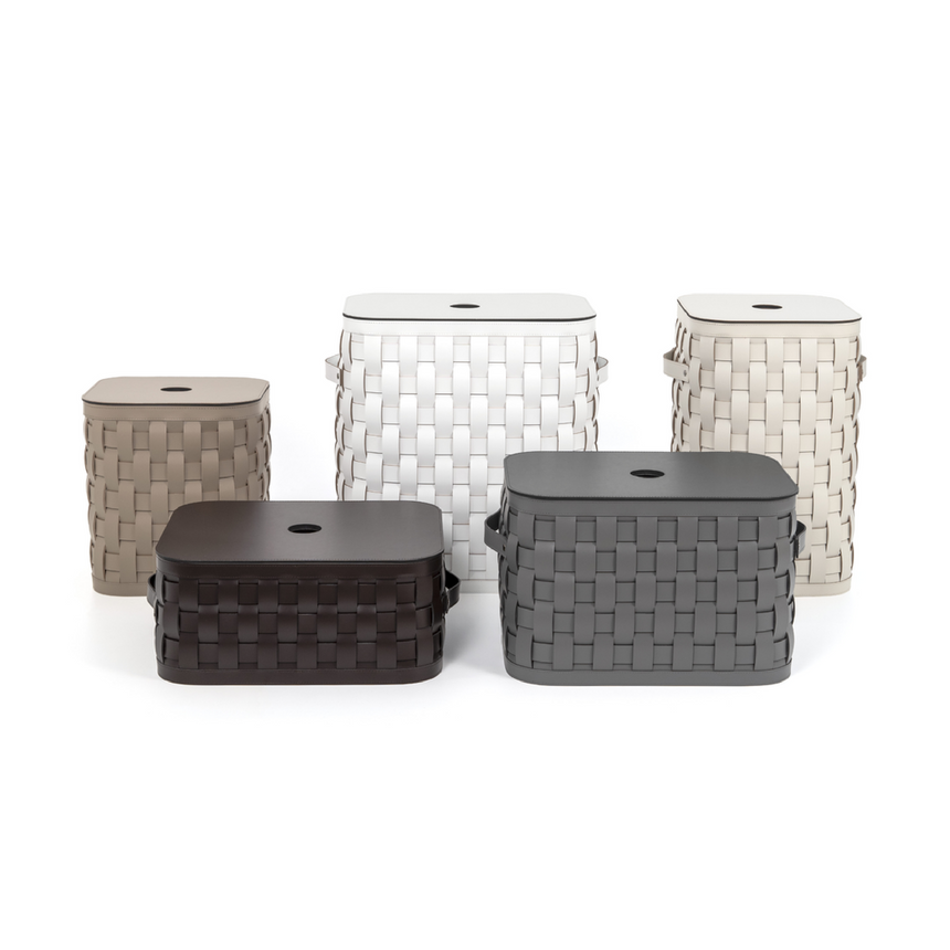Flat Lidded Leather Square Basket L | Pinetti Demetra | Italianfurniture.com