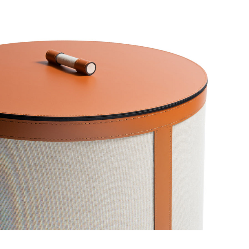 Leather Cylindrical Tall Round Basket | Pinetti | Italianfurniture.com