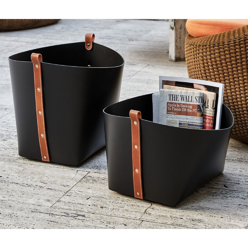 Flared Leather Basket | Pinetti Ovo | Italianfurniture.com