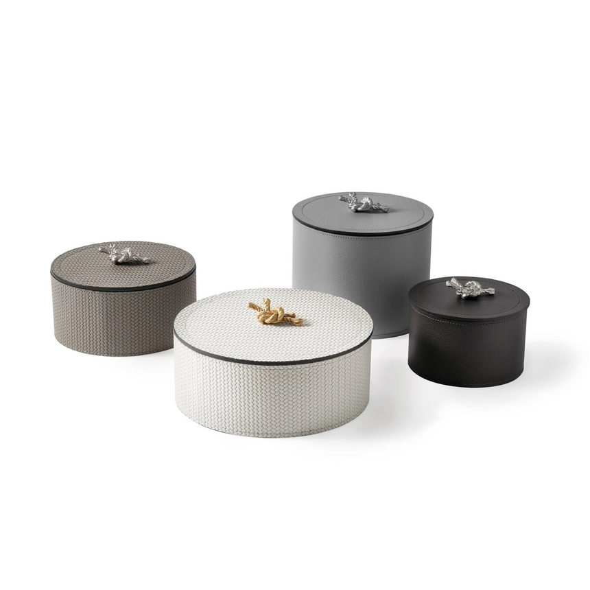 Leather Wrapped Round Box | Pinetti Thalia | Italianfurniture.com