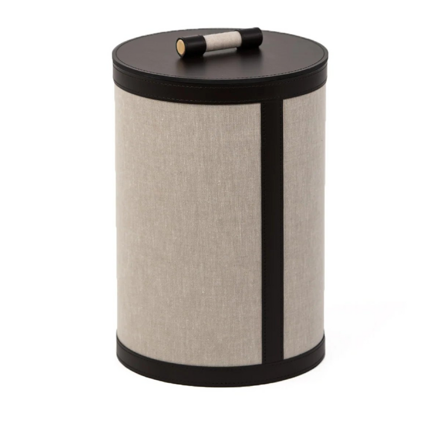 Round Black Leather Paper Bin | Pinetti Penelope | Italianfurniture.com
