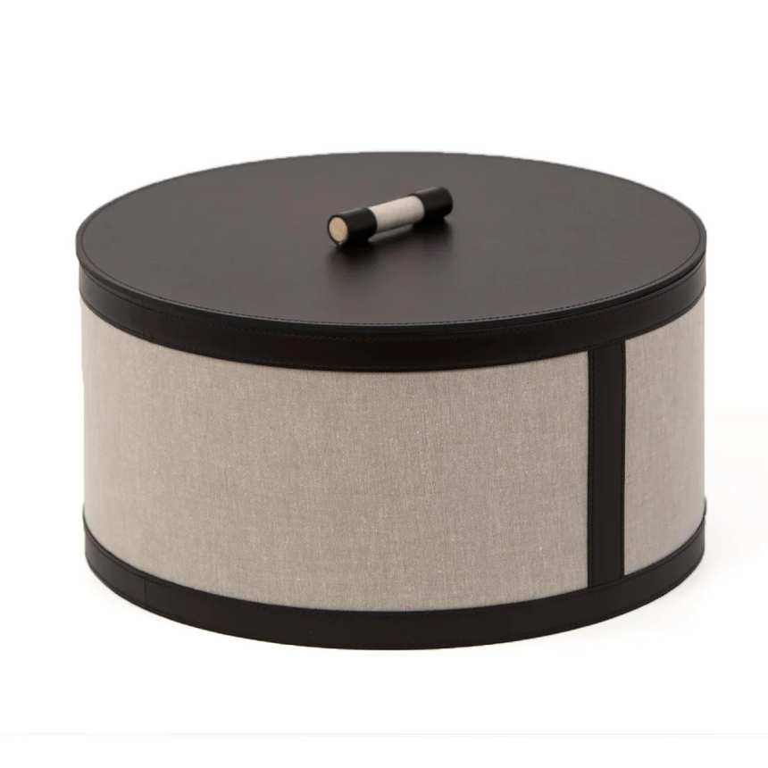 Round Black Leather Basket | Pinetti Penelope | Italianfurniture.com