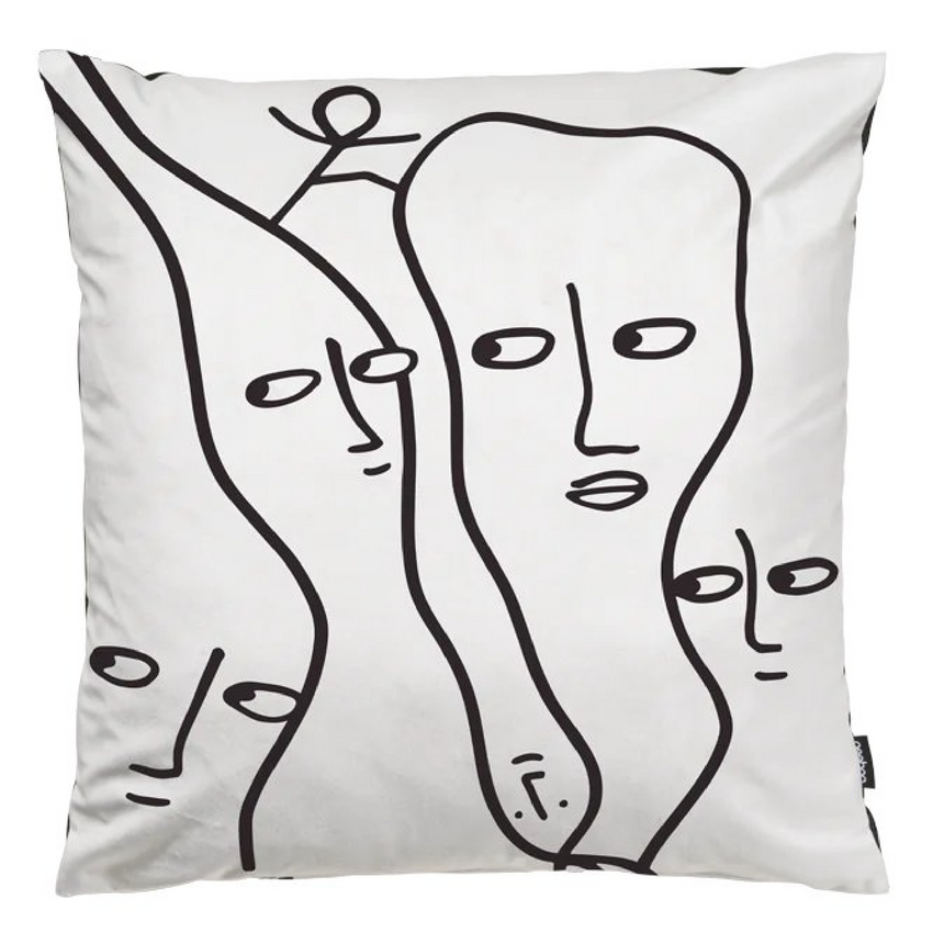 Black Drawn Pillow | Qeeboo Peaceful Place | Italianfurniture.com