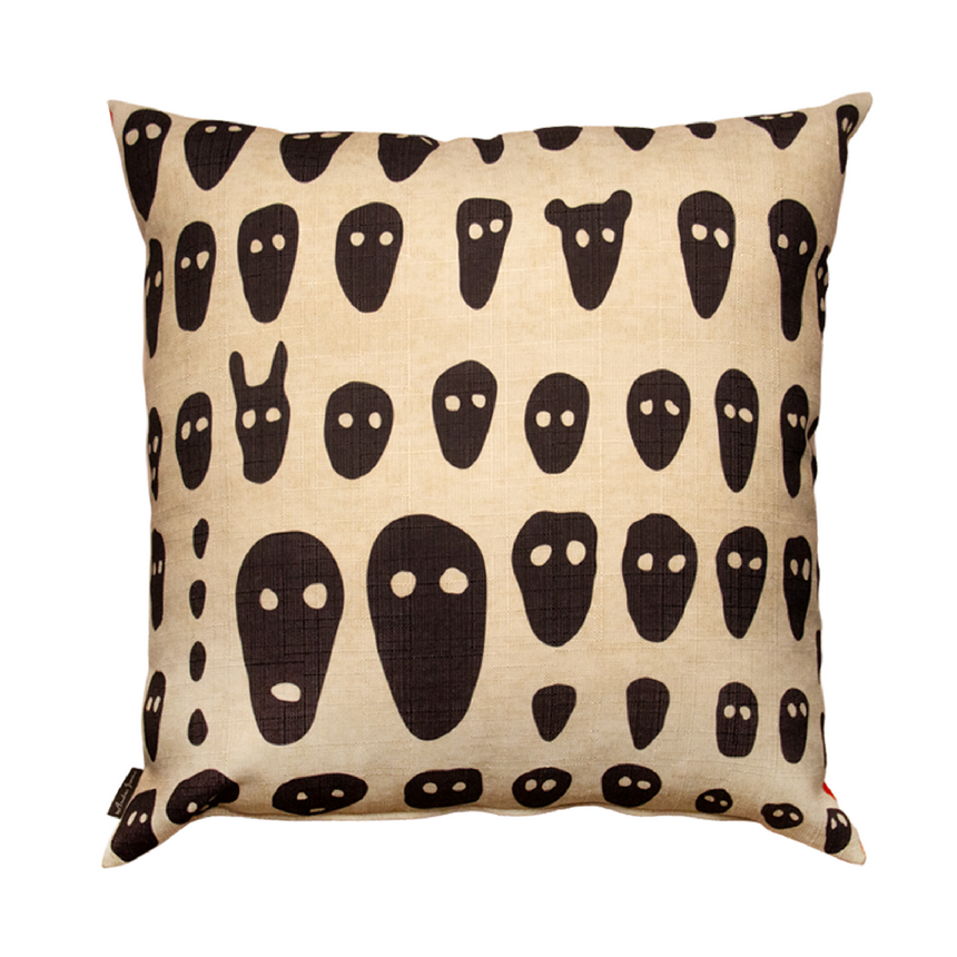 Illustrated Design Cushion | Qeeboo Faces on Red