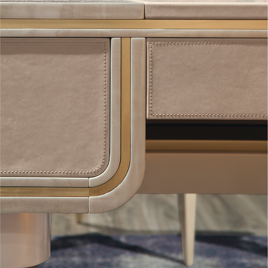 Mid-Century Modern Desk with Walnut Accents and Tapered Legs | Redeco Hanami