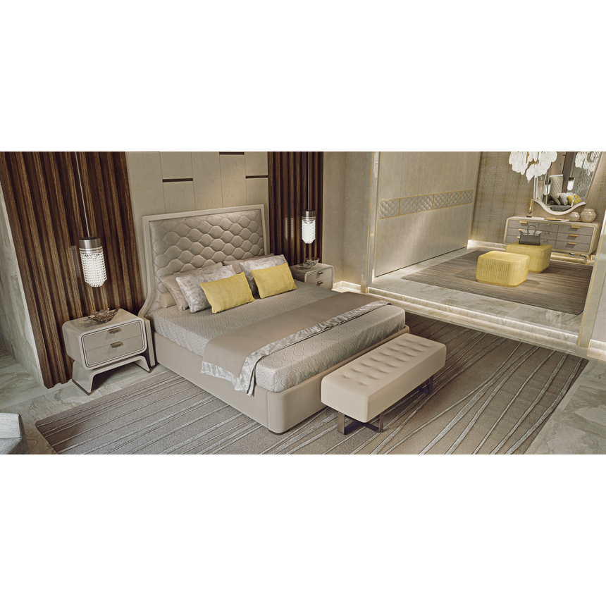 Metal Crossed Legs Upholstered Bench | Redeco Hanami | Italianfurniture.com