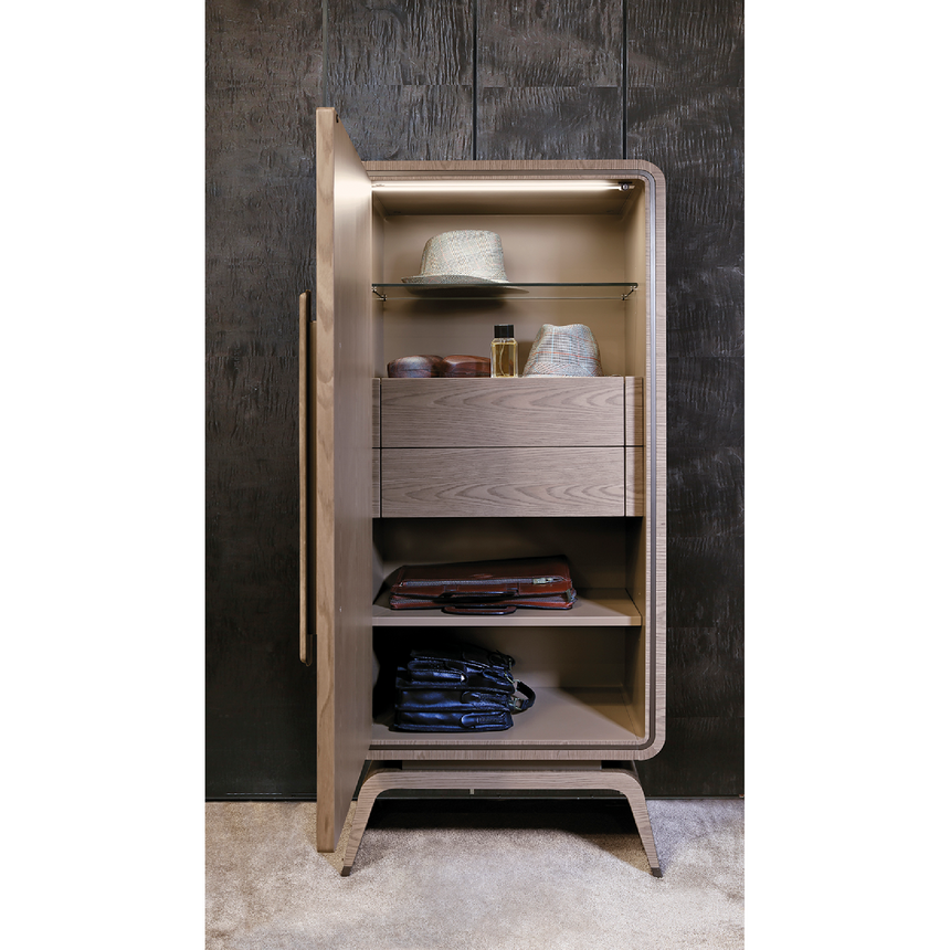 Compact Single-Door Cabinet with Textured Front and Curved Legs | Redeco Hanami