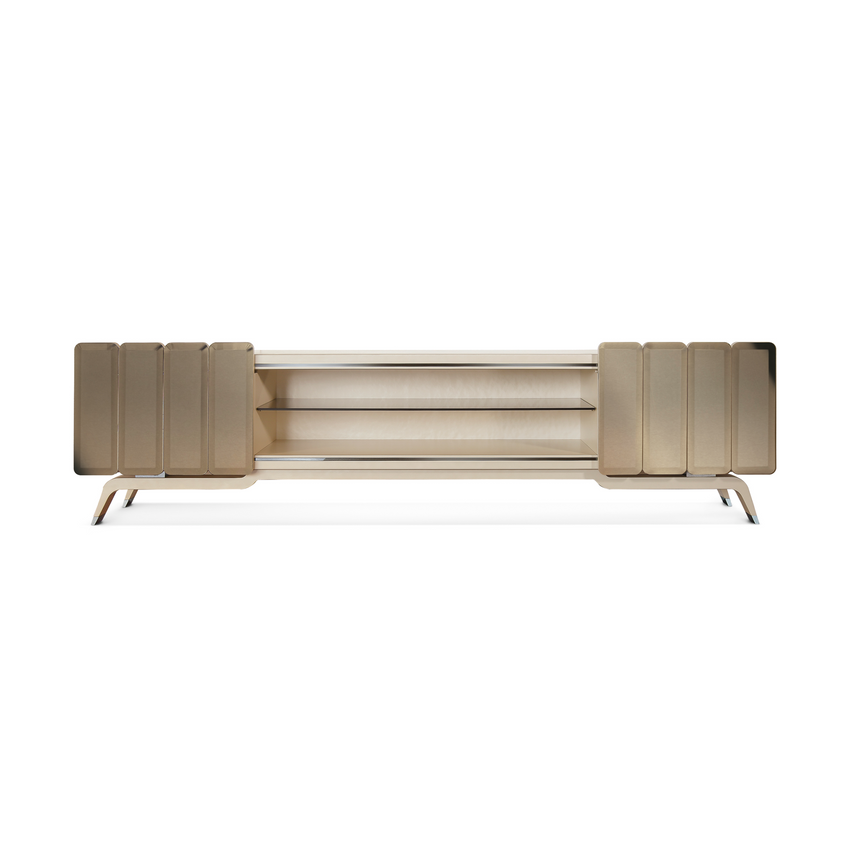 Rectangular Media Unit with High-Gloss Finish and Soft-Close Storage | Redeco Hanami | Italianfurniture.com