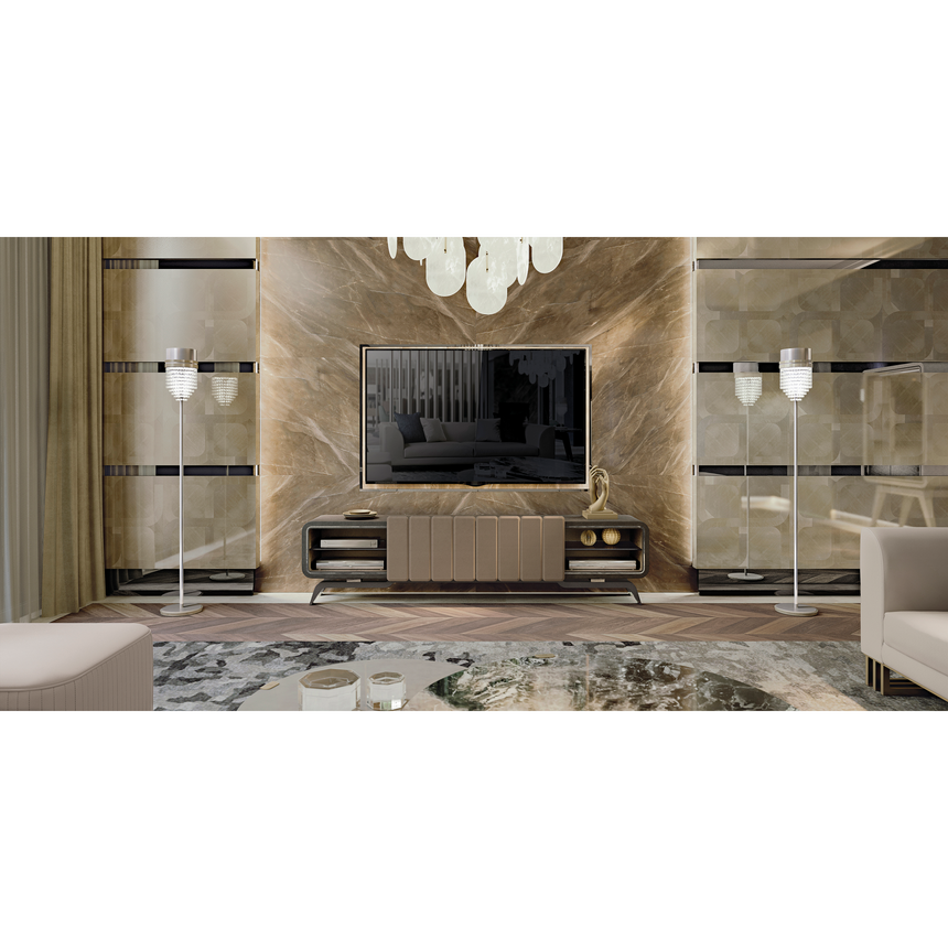 Rectangular Media Unit with High-Gloss Finish and Soft-Close Storage | Redeco Hanami | Italianfurniture.com