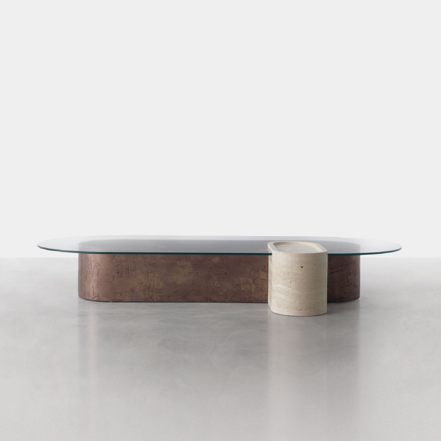 Bronze and Travertine Coffee Table | Somaschini Saturnia | Italianfurniture.com