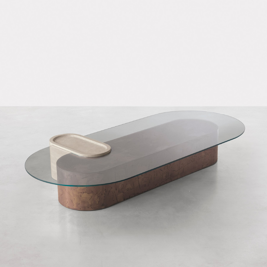 Bronze and Travertine Coffee Table | Somaschini Saturnia | Italianfurniture.com
