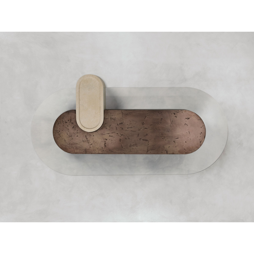 Bronze and Travertine Coffee Table | Somaschini Saturnia | Italianfurniture.com