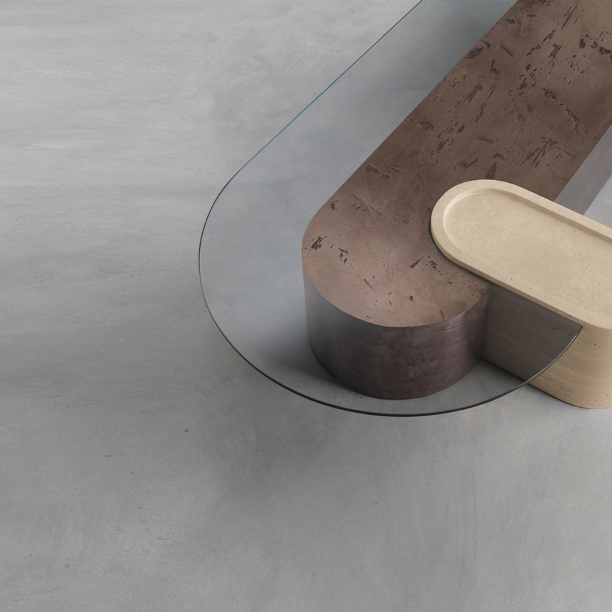 Bronze and Travertine Coffee Table | Somaschini Saturnia | Italianfurniture.com