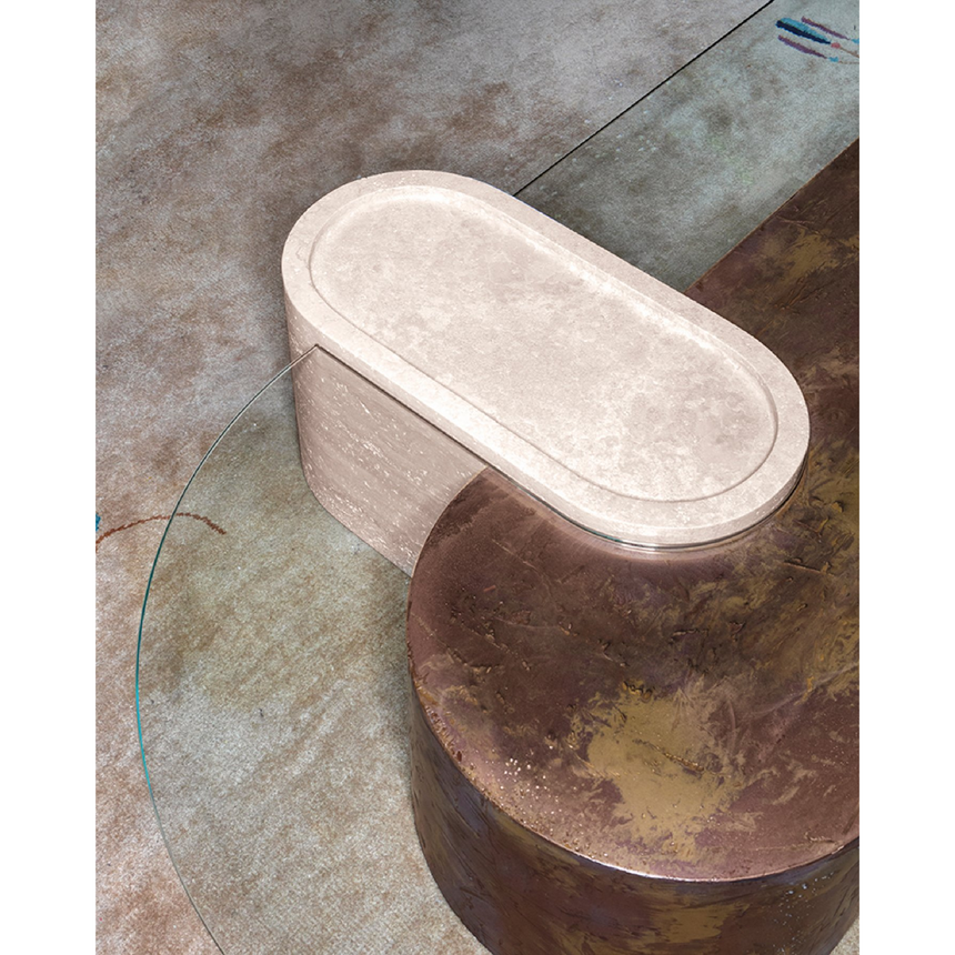 Bronze and Travertine Coffee Table | Somaschini Saturnia | Italianfurniture.com