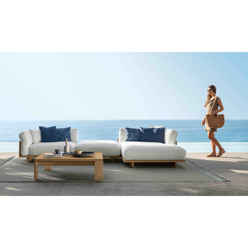 Padded Wooden Outdoor Ottoman | Talenti Argo | Italianfurniture.com