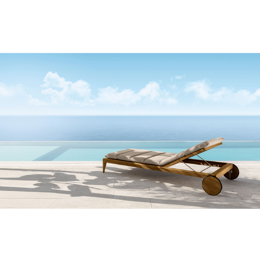 Teak Back-Wheeled Sun Lounger | Talenti Cruise | Italianfurniture.com