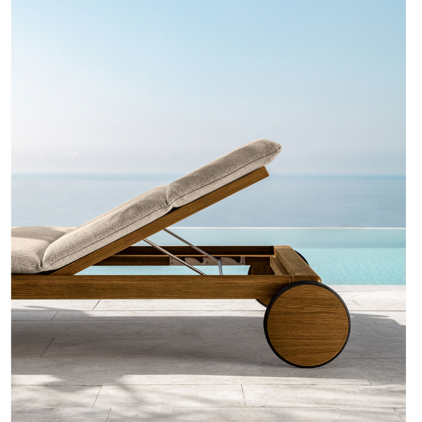 Teak Back-Wheeled Sun Lounger | Talenti Cruise | Italianfurniture.com