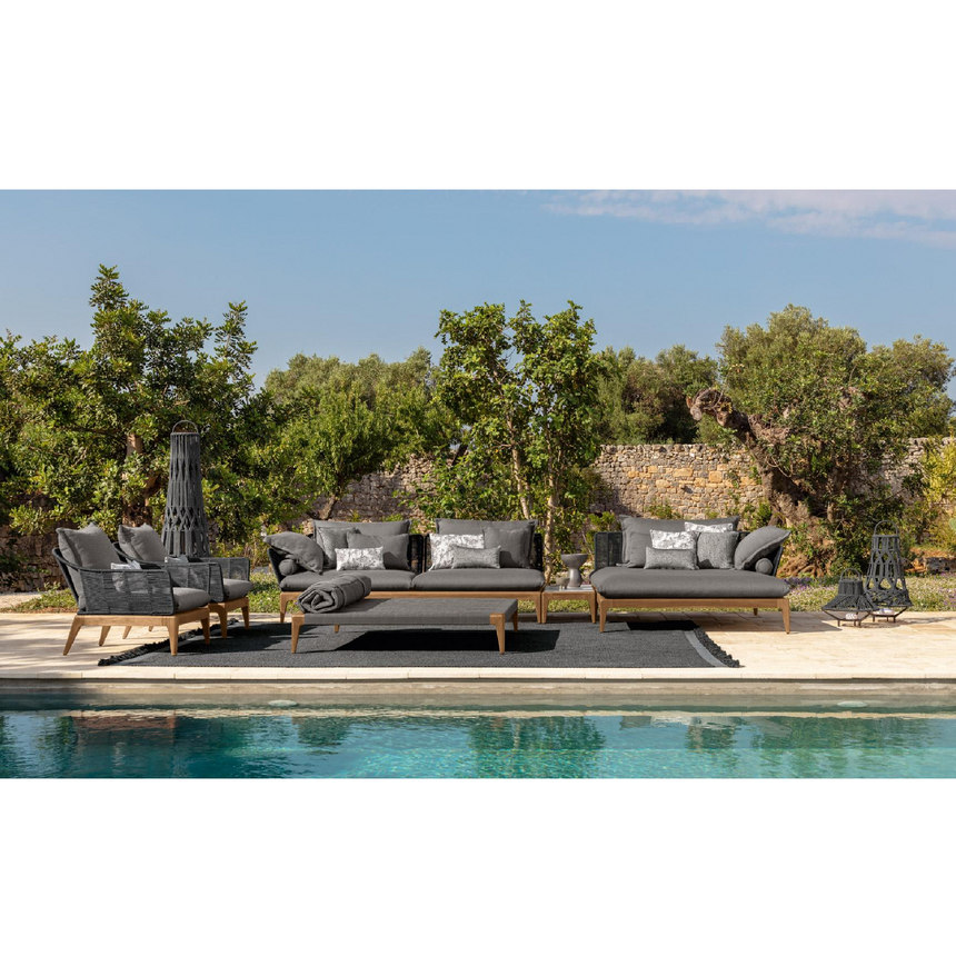 Padded Teak Outdoor Ottoman | Talenti Cruise | Italianfurniture.com