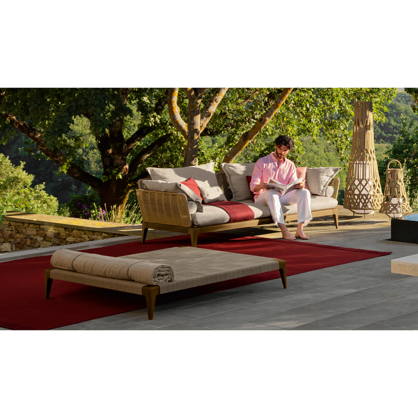 Padded Teak Outdoor Ottoman | Talenti Cruise | Italianfurniture.com