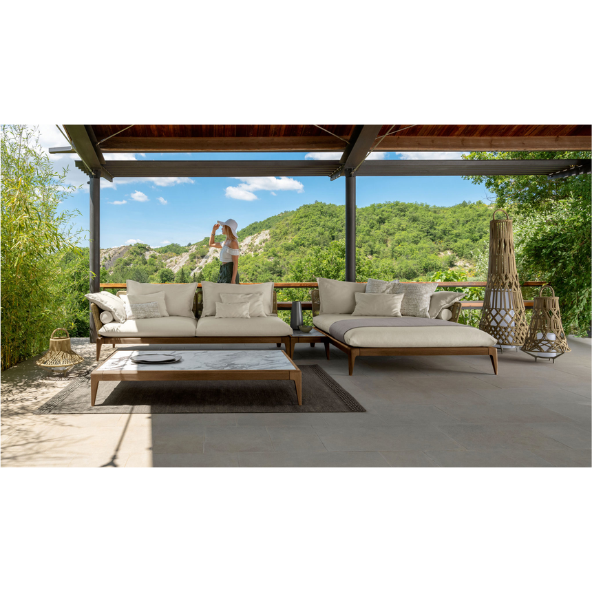 Padded Teak Outdoor Ottoman | Talenti Cruise | Italianfurniture.com