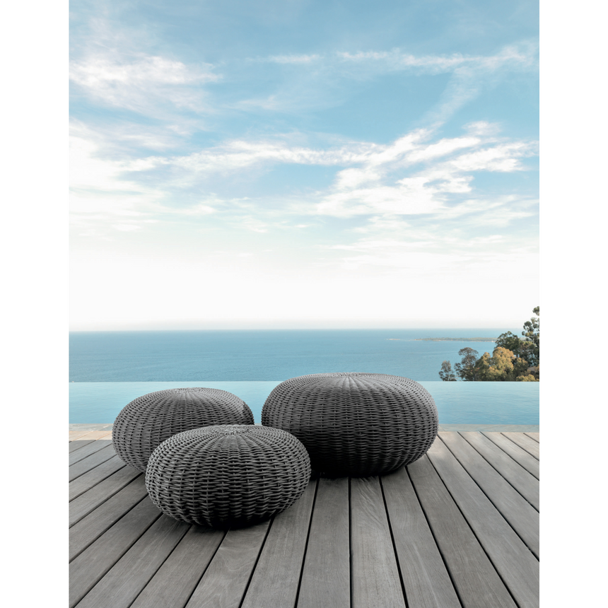 Woven Round Outdoor Pouf | Talenti Jackie | Italianfurniture.com