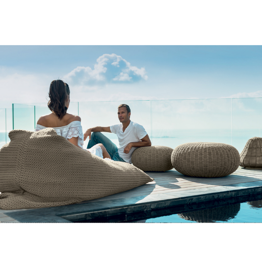Woven Round Outdoor Pouf | Talenti Jackie | Italianfurniture.com